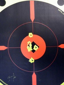 Offhand at seven yards.