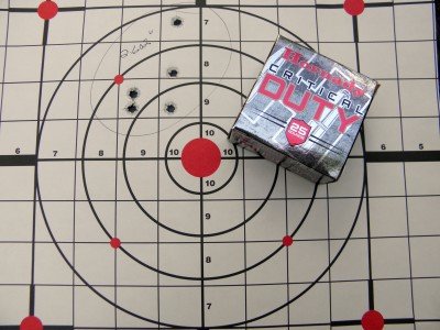 Hornady’s Critical Duty held its own with a 135 grain bullet.
