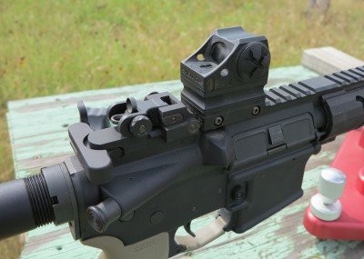 Shield CQS—A Good Red Dot Sight for SBRs The CQS can be used as a standalone sight with the backup irons folded down.