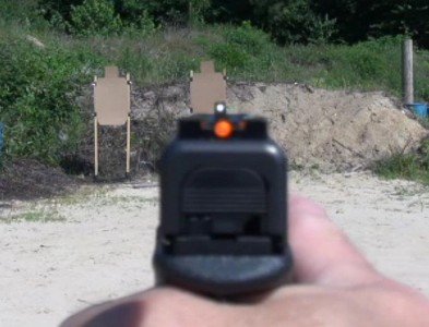 Laser Ammo‘s Training Trifecta: SureStrike Laser, LaserPET and Glock TJ Sight Laser Ammo recommends a "dot over dot" sight picture with a six o'clock hold.