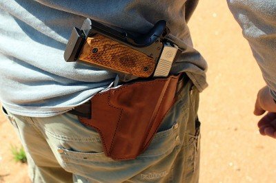 A nice slick holster, like this Bianchi, is perfect for a 1911 that is meant to be carried.