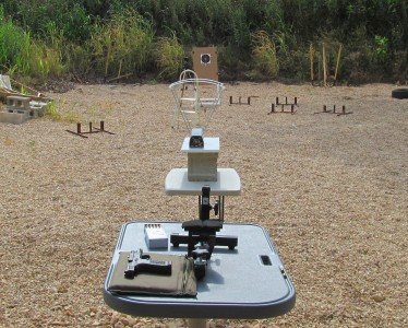 A chronograph was positioned 10 feet in front of the rest to capture velocity data. Our targets were placed at 20 yards.