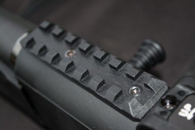 A 3 ¼ inch rail sits just in front of the rear sight. You can take it off if you like.