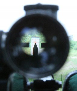 The 3.5x Russian PU has a pointed post reticle. It looks crude but works great out to long distances. 