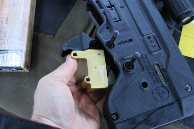The Timey trigger group for the Tavor is so easy to install that it is obvious the Tavor was created with replacement trigger in mind. 