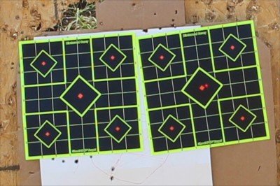 The dot is just to the right of the center of the right target. And it is hard to hold it this still.