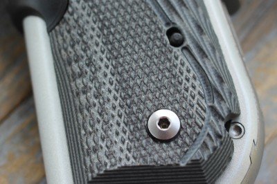 The switch on the Kimber grip is small enough that it won't be accidentally switched on or off.