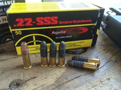The pistol shot this Aguila .22-SSS Sniper Subsonic pretty well too, and it's very unusual ammo for a semi-automatic to digest.