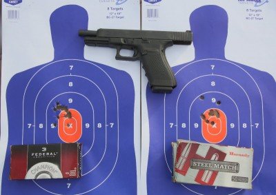 We tested the gun a lot with Federal ammo available at Walmart, and Hornady Steel Match, another inexpensive ammo for competition.  