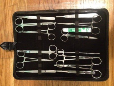 Minor surgical kits are also very cheap and contain a lot of stuff you will probably need.
