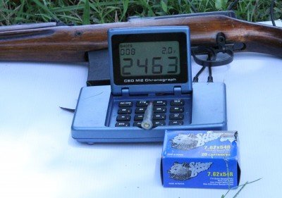 The SVT has a slightly over 24" barrel, and the 174 grain Silver Bear bullets clocked at an average of 2463 feet per second, for 2344 foot pounds of energy at the muzzle.  At 500 yards both of these cartridges have more energy left than a 44 Magnum has at the muzzle. 