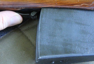 The SVT magazine catch is really cool because it flips backward, locking the magazine in place. 