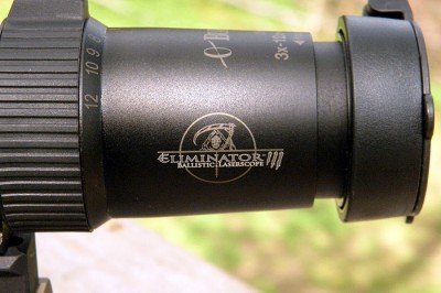 The ocular end of the scope contains the eyepiece and variable power zoom.