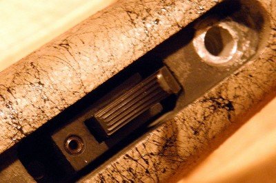 The trigger let-off weight is easily adjusted with the Allen screw in front of the trigger.