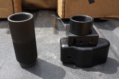 The externsions screw into the back of the folding adapter. 