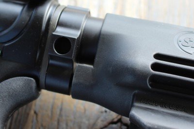 The Perfect Package: PWS's MK107P There are two QD sling mounts machined in to the buffer tube.