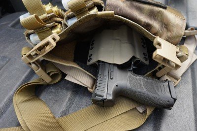 SOE Gear 12ga Micro-Rig A Velcro holster is better than a typical OWB holster, but friction will hold one in place.