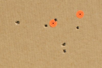 Six shots at the center sticker. This is from 25 yards.