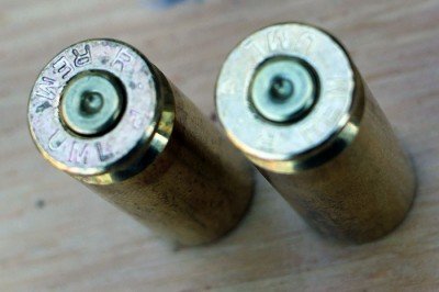 The cases look a lot like .45 acp that has been stretched out, or a .308 that's been cut down.