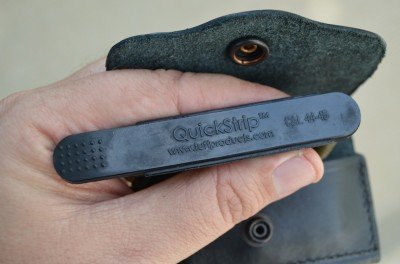 A .44 Magnum speed strip is much easier to carry than a traditional speed loader.