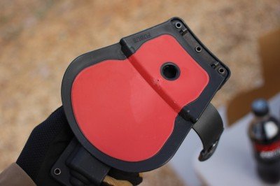 Fobus's Any Light Tactical Holster The back of the paddle has a tactile sticky rubber.