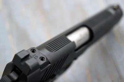 Guncrafter Industries 9mm CCO--Review The serrations cut the glare and can be used as a guide for point shooting.