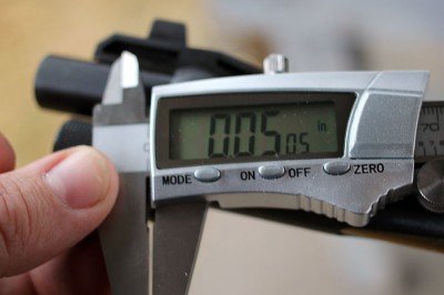 Henry's Updates .30-30 and .45-70: Review Redux The white stripe of the front blade is a good reference, and just .05" wide.