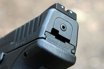 Springfield Armory--SHOT Show 2015 Striker status indicator in the uncocked position.