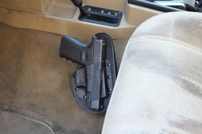 Holster Anywhere--The CrossBreed RAM Mount With a twist, the holster becomes more accessible to the passenger.