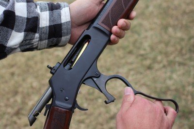 Henry's Updates .30-30 and .45-70: Review Redux The lever's motion stops near 45 degrees, which makes loading and unloading fast.