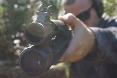 Benelli M4 Raven Stock from ATI High C on a shotgun? It work well if your sights are high enough.