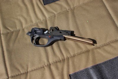 Benelli M4 Raven Stock from ATI The trigger assembly on the Benelli.