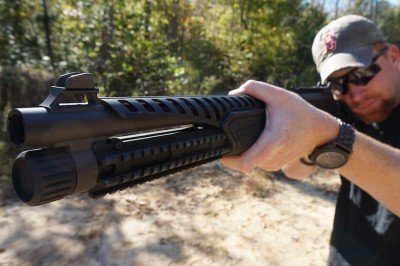 Benelli M4 Raven Stock from ATI Enough rail for a whole host of extras.