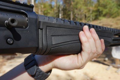 Benelli M4 Raven Stock from ATI The new forend is easy on the hands.