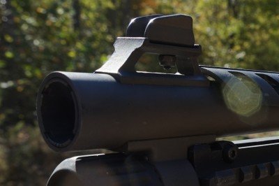 Benelli M4 Raven Stock from ATI The M4's sight is tall and robust.