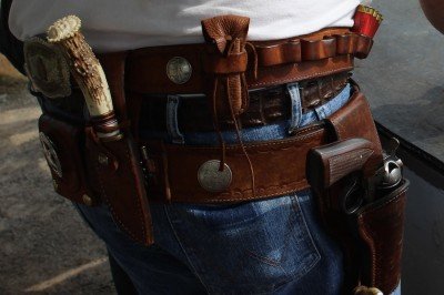 The old-school battle belt: truly customized to the shooters needs.