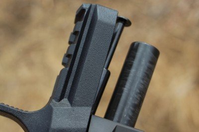 The rail on the front makes the addition of lights and/or lasers easy.