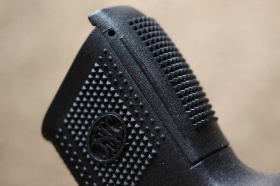 the interchangeable backstraps are easy to install.