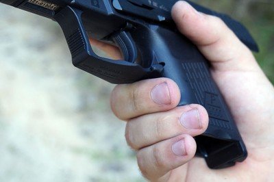 Getting a hold on the small grip isn't easy--but it isn't easy on any sub compact.