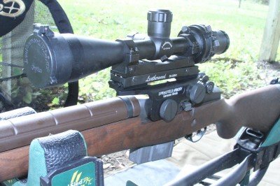 The M1A's most classic scope is the Leatherwood, a copy of which we have recently reviewed. It is a cumbersome scope but really nifty, and not expensive right now.