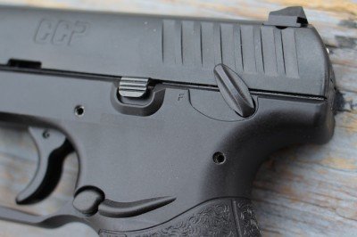 The Walther Concealed Carry Pistol - CCP - New Gun Review The safety, engaged.