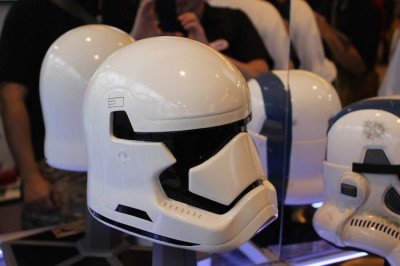 An Episode Seven Storm Trooper helmet made of steel. 