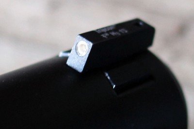 The white dot of the Novack sight is easy to pick up. 