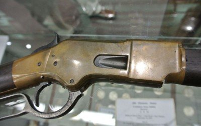 Selling History-Cohen and Sons of New Orleans 1866 Winchester Musket in the Cohen's shop. This one was used in a local battle during reconstruction.