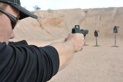 The MOS system makes mounting easy, but GLOCK didn't have time to sight in the optic, so shooting was a challenge. We were just too eager to shoot it to bother with getting it sighted in.