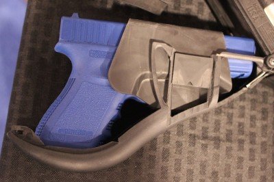 You can see the holster part that is dovetailed in. This can be changed for other pistols.