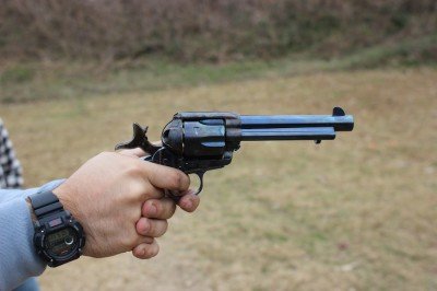 Uberti Cattleman Single Action--New Old Gun Review Squeezing one off.