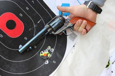 Uberti Cattleman Single Action--New Old Gun Review 15 yards.
