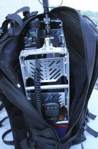 This is my mobile radio backpack for the Yaesu 857D. This is a sub-$1000 radio built for mobile in a vehicle that performs like a full sized base station, and is very highly rated. 