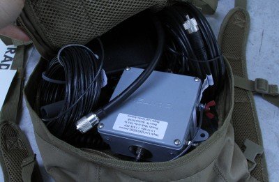 The backpack was large enough to include the QSO King, 50' of cable and all of the manuals, in addition to the radio and tuner.